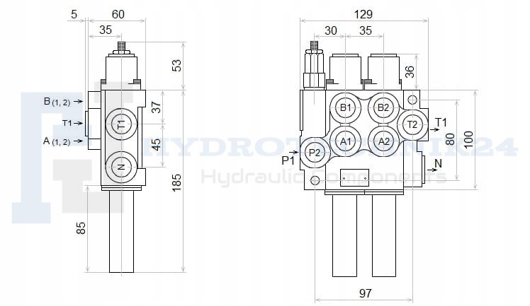 VALVOLA IDRAULICA 2xP40 + JOYSTICK ROSI TEH