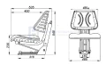 Sitz für Bagger, Gabelsatapler, Traktor, Minibagger und Schlepper (Universal, Geteilt -Ecoleder Rot)