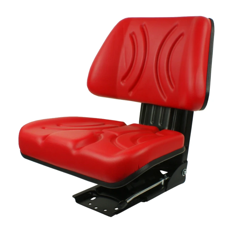 Sitz für Bagger, Gabelsatapler, Traktor, Minibagger und Schlepper (Universal, Geteilt -Ecoleder Rot)