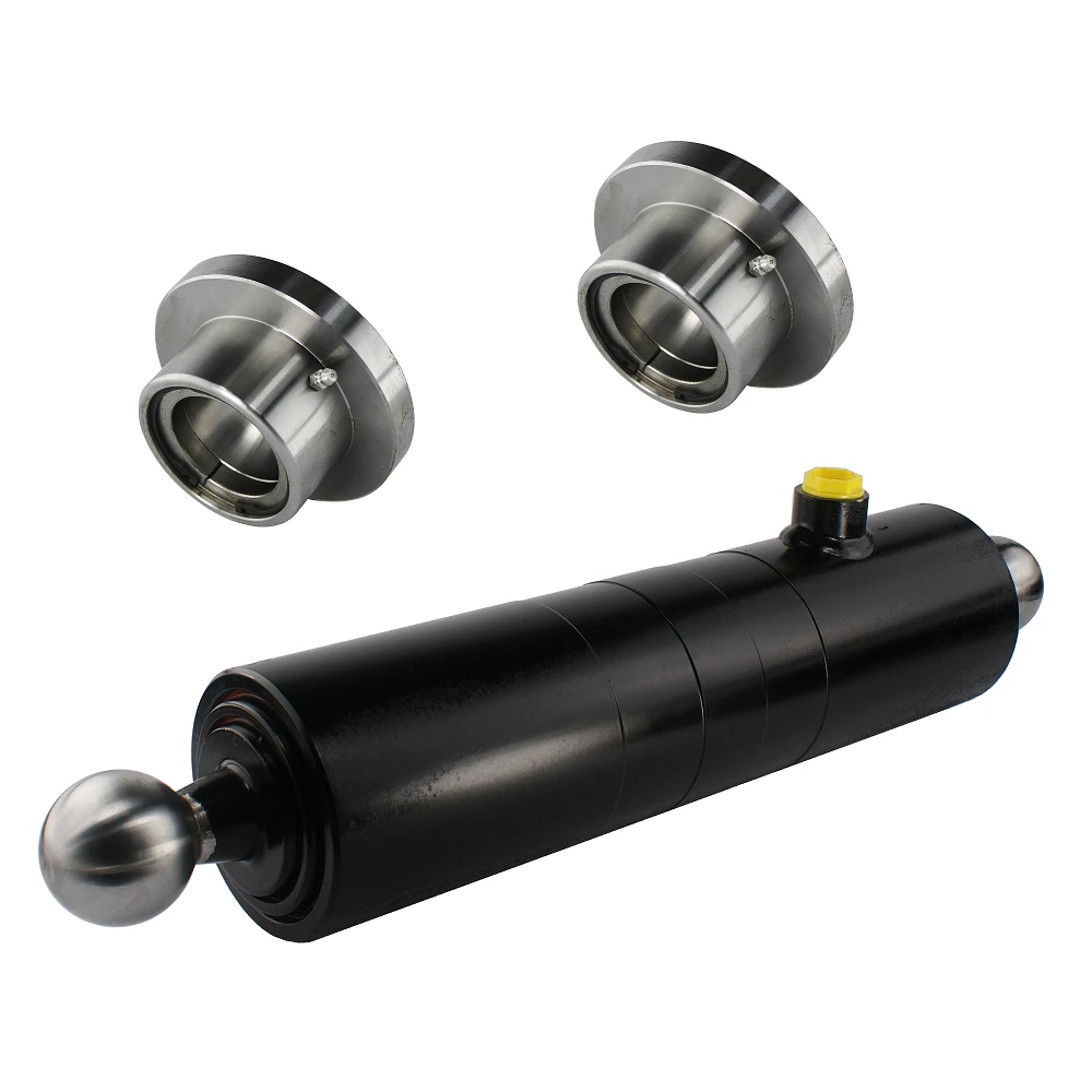 Teleskop-Hydraulikzylinder 2-stufig Ø75/60mm 500mm Hub mit 2x Anschweißkugelpfanne