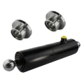 Teleskop-Hydraulikzylinder 2-stufig Ø75/60mm 500mm Hub mit 2x Anschweißkugelpfanne