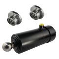 Teleskop-Hydraulikzylinder 3-stufig Ø90/75/60mm 580mm Hub mit 2x Anschweißkugelpfanne