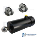 Teleskop-Hydraulikzylinder 3-stufig Ø90/75/60mm 580mm Hub mit 2x Anschweißkugelpfanne