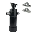 Teleskop-Hydraulikzylinder 4-stufig Ø90/75/60/45mm 910mm hub mit Anschweißkugelpfanne und Lagerbockpaar