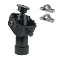 Teleskop-Hydraulikzylinder 4-stufig Ø90/75/60/45mm 910mm hub mit Kardanring, Anschweißkugelpfanne und Lagerbockpaar