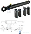 Hydraulikzylinder doppeltwirkend CJ2F 80/45/500 mit Gelenkaugen 40mm + Befestigung