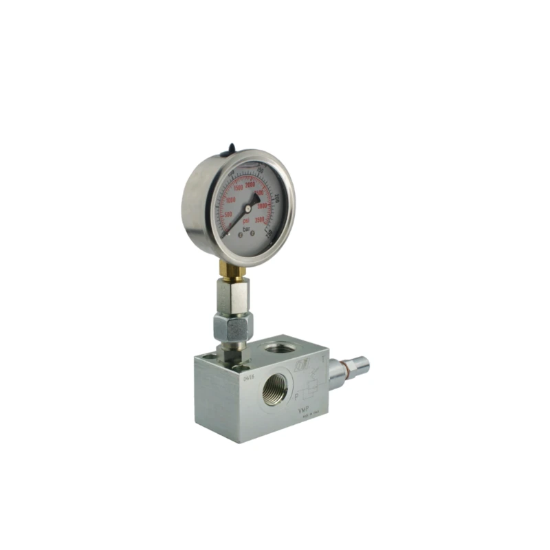 Hydraulik Druckbegrenzungsventil VMP + Manometer Innengewinde: 3/4" Durchfluß: 90L/min Betriebsdruck: 80-300bar