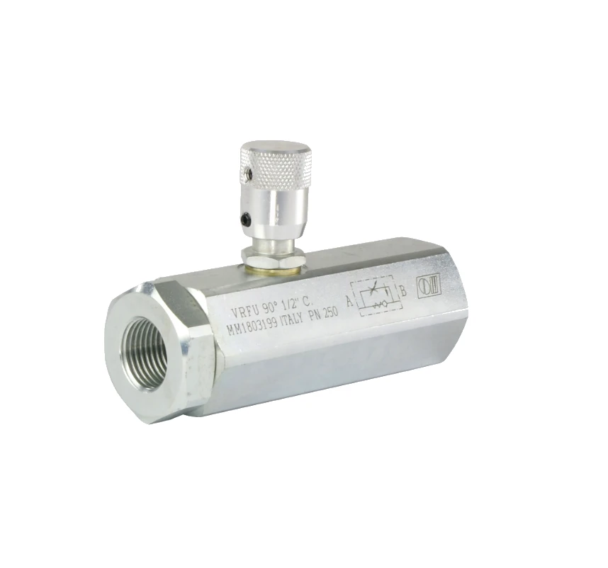 Drosselventil-VRFU 90C: 1/2"Durchfluss: 28 l/min, max. Druck: 250 bar