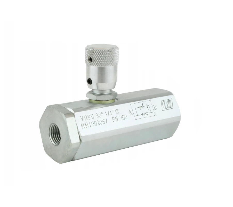 Drosselventil-VRFU 90C: 1/4"Durchfluss: 17 l/min, max. Druck: 250 bar