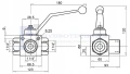 Hochdruck - kugelhahn 3 Wege RS 3 VIE 3/2'' Innengewinde: 1 1/4" Max. Durchfluß: 180L/min Max. Betriebsdruck: 500bar