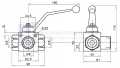 Hochdruck - kugelhahn 3 Wege RS 3 VIE 3/2'' Innengewinde: 3/4" Max. Durchfluß: 100L/min Max. Betriebsdruck: 400 bar