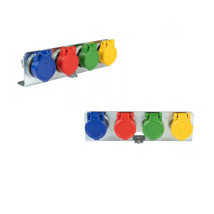 Set Steckkupplungen Push & Pull, Halter + 4x Kupplungsdose + 4x Staubschutz-Klappe FASTER Aussengewinde - nach Auswahl (M16x1,5; M18x1,5; M22x1,5)
