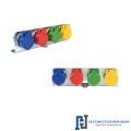 Set Steckkupplungen Push & Pull, Halter + 4x Kupplungsdose + 4x Staubschutz-Klappe FASTER Aussengewinde - nach Auswahl (M16x1,5; M18x1,5; M22x1,5)