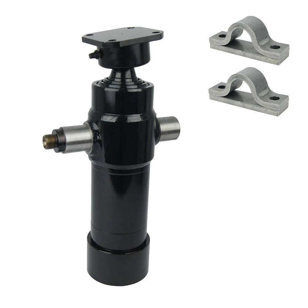 Teleskopzylinder 3-stufig Ø75/60/45mm 700mm hub mit Lagerbockpaar