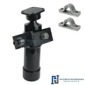 Teleskopzylinder 3-stufig Ø75/60/45mm 700mm hub mit Anschweißkugelpfanne, Kardanring und Lagerbockpaar