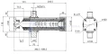 Teleskopzylinder 3-stufig Ø75/60/45mm 700mm hub mit Anschweißkugelpfanne, Kardanring und Lagerbockpaar