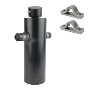 Teleskopzylinder 5-stufig Ø105/90/75/60/45mm 1200mm hub mit Kugelpfanne und Lagerbockpaar