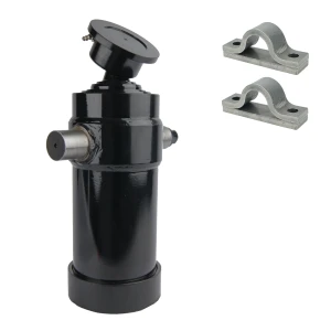 Teleskopzylinder 5-stufig Ø105/90/75/60/45mm 1050mm hub mit Kugelpfanne und Lagerbockpaar