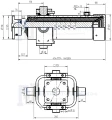 Teleskopzylinder 4-stufig Ø105/90/75/60mm 1300mm hub mit Kugelpfanne und Kardanring