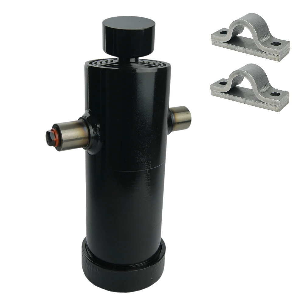 Teleskopzylinder 5-stufig Ø105/90/75/60/45mm 1237mm hub mit Kugelpfanne und Lagerbockpaar