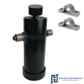 Teleskopzylinder 5-stufig Ø105/90/75/60/45mm 1237mm hub mit Kugelpfanne und Lagerbockpaar
