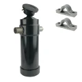 Teleskopzylinder 5-stufig Ø105/90/75/60/45mm 1432mm hub mit Kugelpfanne und Lagerbockpaar