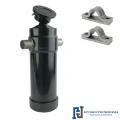 Teleskopzylinder 5-stufig Ø105/90/75/60/45mm 1432mm hub mit Kugelpfanne und Lagerbockpaar