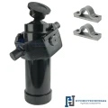 Teleskopzylinder 5-stufig Ø105/90/75/60/45mm 1432mm hub mit Kugelpfanne, Kardanring und Lagerbockpaar