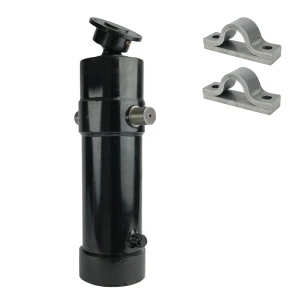 Teleskopzylinder 4-stufig Ø120/105/90/75mm 1700mm hub mit Kugelpfanne und Lagerbockpaar