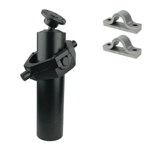 Teleskopzylinder 4-stufig Ø120/105/90/75mm 1700mm hub mit Kugelpfanne, Kardanring und Lagerbockpaar