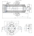 Teleskopzylinder 4-stufig Ø120/105/90/75mm 1700mm hub mit Kugelpfanne, Kardanring und Lagerbockpaar