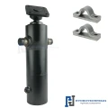 Teleskopzylinder 4-stufig Ø105/90/75/60mm 1300mm hub mit Kugelpfanne und Lagerbockpaar
