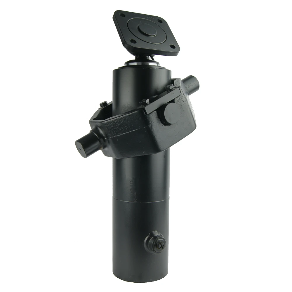 Teleskopzylinder 4-stufig Ø105/90/75/60mm 1300mm hub mit Kugelpfanne und Kardanring