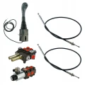 Handsteuerventil 80L/min 2-Fach 1xDW 1xDW mit Schwimmstellung + Joystick 1 Knopf + 2x Bowdenzüge + Umschaltventil 6/2 12V