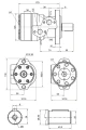 Hydraulikmotor Orbitmotoren Typ BMR Schluckvolumen 200 cm3/Umdr Max. Drehzahl 300 U/min + Halteplatte + Buchse