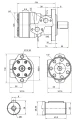 Hydraulikmotor Orbitmotoren Typ BMR Schluckvolumen 32 cm3/Umdr Max. Drehzahl 1150 U/min + Halteplatte + Buchse