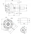 Hydraulikmotor Orbitmotoren Typ SMS Schluckvolumen 80 cm3/Umdr Max. Drehzahl 810 U/min + Halteplatte 90° und Buchse