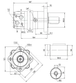 Hydraulikmotor Orbitmotoren Typ SMS Schluckvolumen 250 cm3/Umdr Max. Drehzahl 300 U/min + Halteplatte 90°