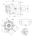 Hydraulikmotor Orbitmotoren Typ SMS Schluckvolumen 305 cm3/Umdr Max. Drehzahl 240 U/min + Halteplatte + Buchse
