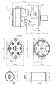 Hydraulikmotor Orbitmotoren Typ BMR Schluckvolumen 200 cm3/Umdr Max. Drehzahl 300 U/min, Welle 32 mm + Halteplatte 90°