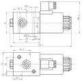 Hydraulik Umschaltventil 3/2-Wege Innengewinde: 3/8" Max. Durchfluß: 50L/min Max. Betriebsdruck: 210bar Spannung: 12V