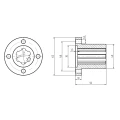 Verbindungsmuffe mit Kragen, für Hydraulikmotor BMR mit Welle SAE 6B 1'', L-50, DIN 5463 SHD