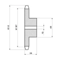 Kettenrad Einfach mit 19 Zähnen, 3/8", für Kette 06 B-1