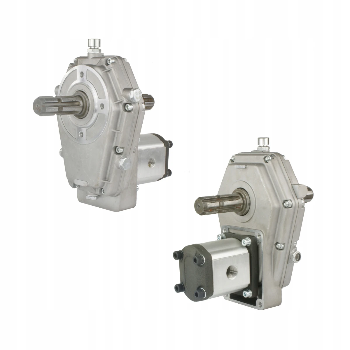 Zapfwellengetriebe mit stummel und Hydraulikpumpe 20 ccm, Größe 2,, leistung von 40L/min. Zusätzlicher Zapfwellenstummel im Set enthalten