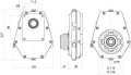 Zapfwellengetriebe mit Hydraulikpumpe 20ccm, Größe 2, leistung von 40L/min. Kleineres Zapfwellengetriebe