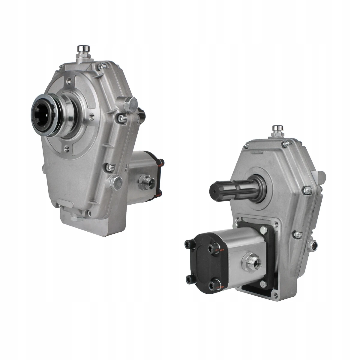 Zapfwellengetriebe mit Hydraulikpumpe 20ccm, Größe 2, Leistung von 40L/min. Zusätzlicher Zapfwellenstummel im Set enthalten