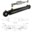 Hydraulikzylinder doppeltwirkend CJ2F-50/28/200 mit Gelenkaugen 30mm + Sperrventil
