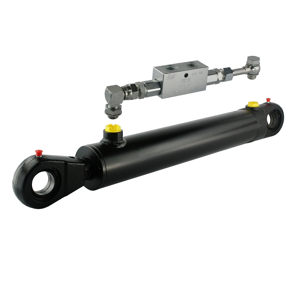 Hydraulikzylinder doppeltwirkend CJ2F-63/36/160 mit Gelenkaugen 35mm + Sperrventil