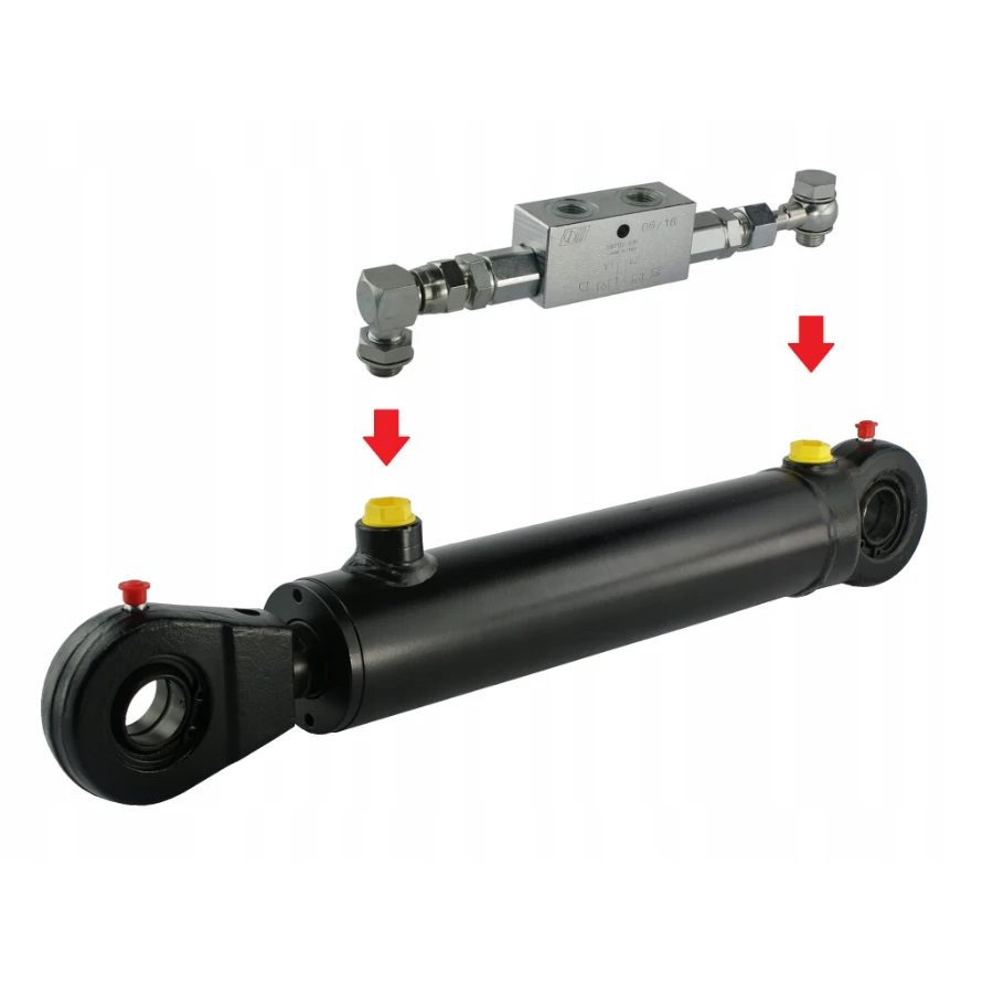 Hydraulikzylinder doppeltwirkend CJ2F-50/28/140 mit Gelenkaugen 25mm + Sperrventil