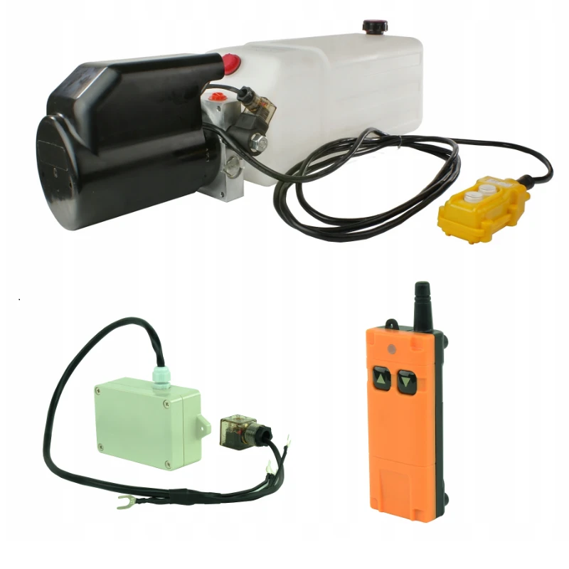Hydraulik-Aggregat einfachwirkend + Funkfernbedienung 12V Nennleistung - 2,0kW Pumpe - 2,6cm3 Betriebsdruck Max. - 21MPa Tank - 11L